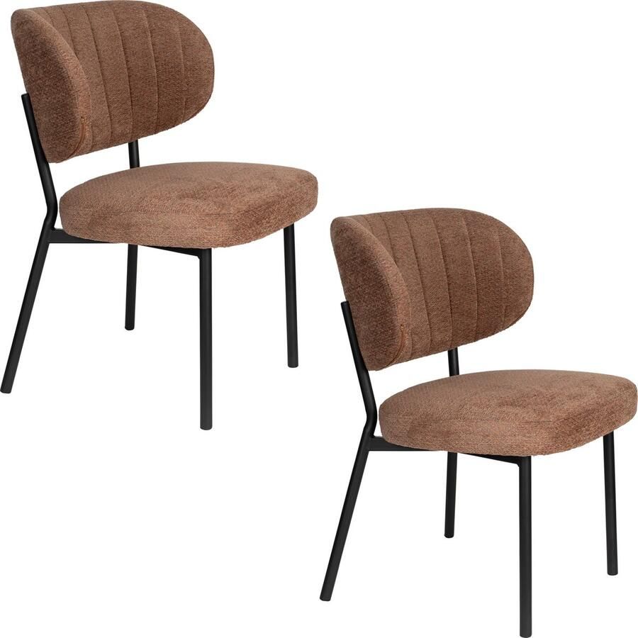 Housecraft Living Housecraft Sanne Eetkamerstoelen Oranje Grijs Set van 2