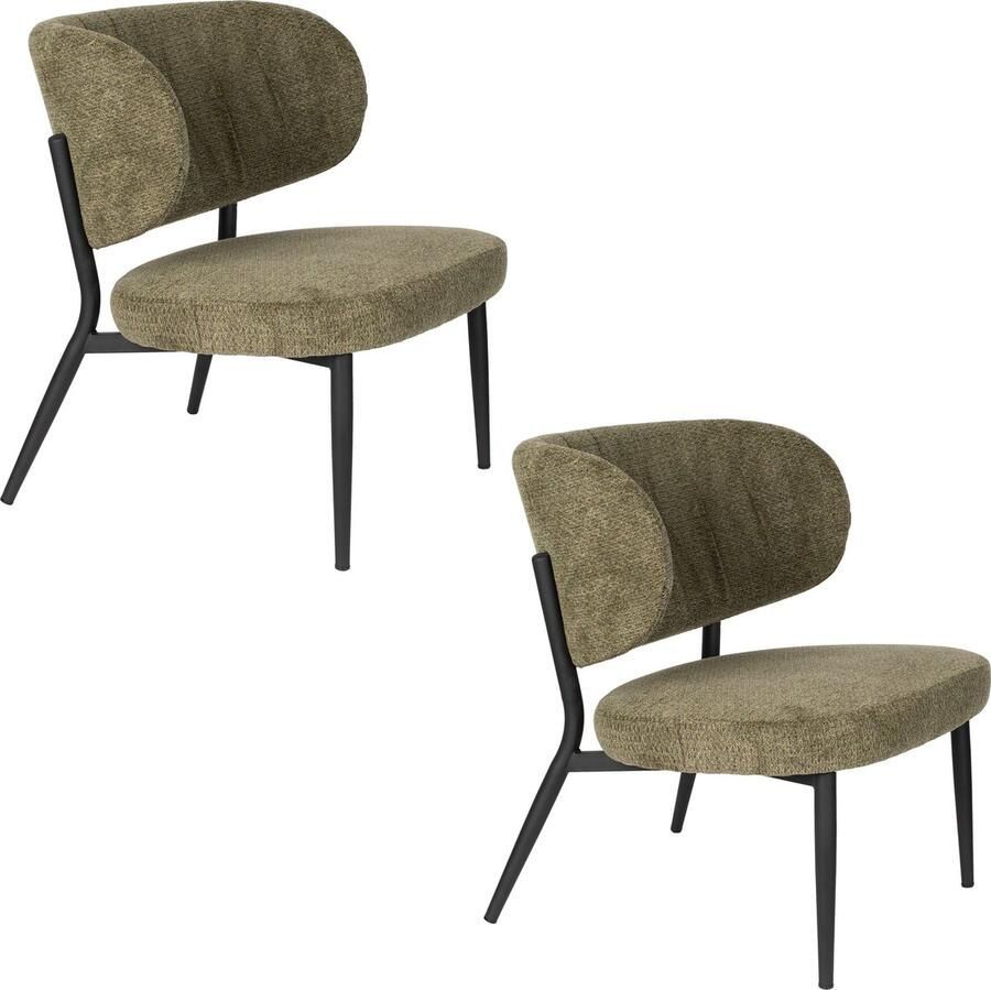 Housecraft living Feliz Lifestyle Sanne Loungestoelen Fauteuil Groen Grijs Set van 2 - Foto 2