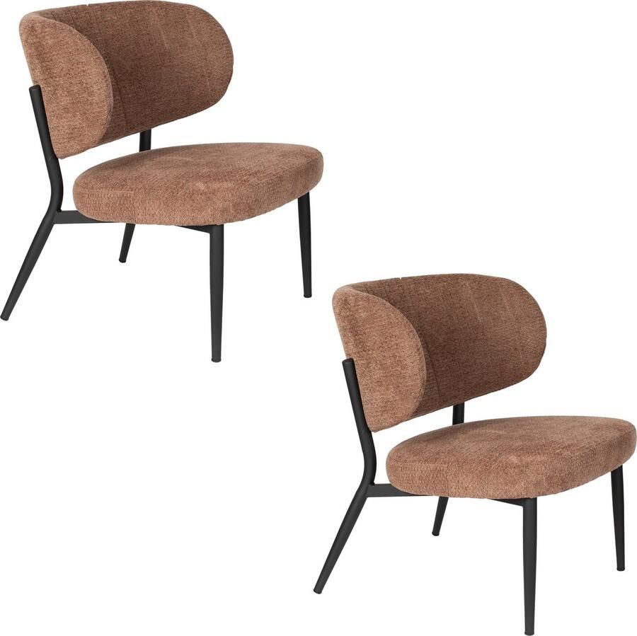 Housecraft living Feliz Lifestyle Sanne Loungestoelen Fauteuil Oranje Grijs Set van 2