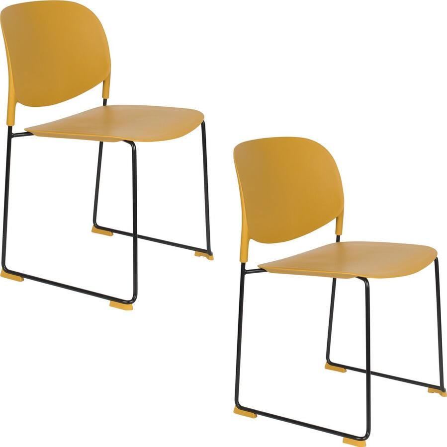 Housecraft Living Housecraft Stacks Stapelbare Stoelen Eetkamerstoelen Okergeel Set van 4