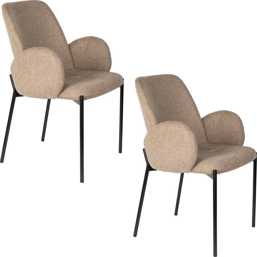 Housecraft Living Housecraft Tjarda Eetkamerstoelen armleuning Bruin Set van 2