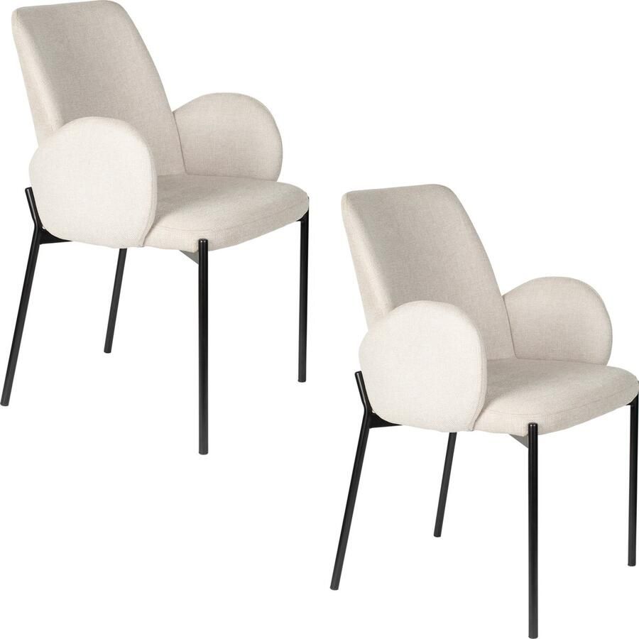 Housecraft Living Housecraft Tjarda Eetkamerstoelen armleuning Taupe Set van 2