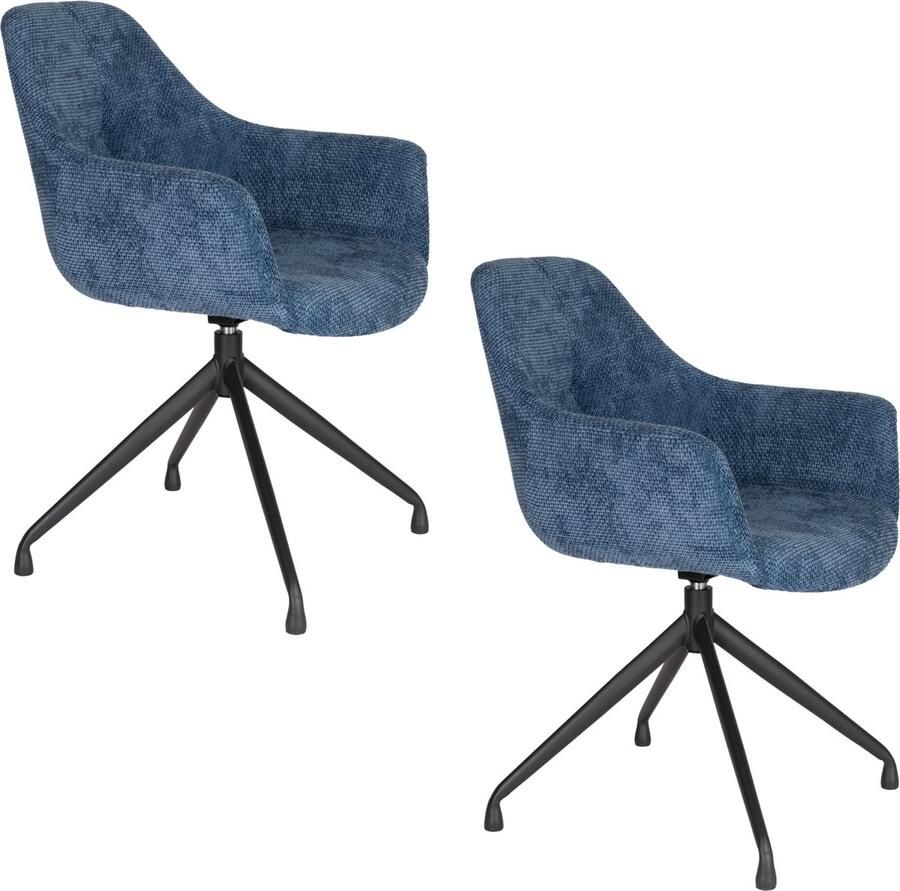 Housecraft Living Housecraft Wiz Eetkamerstoelen Draaibaar Blauw Set van 2