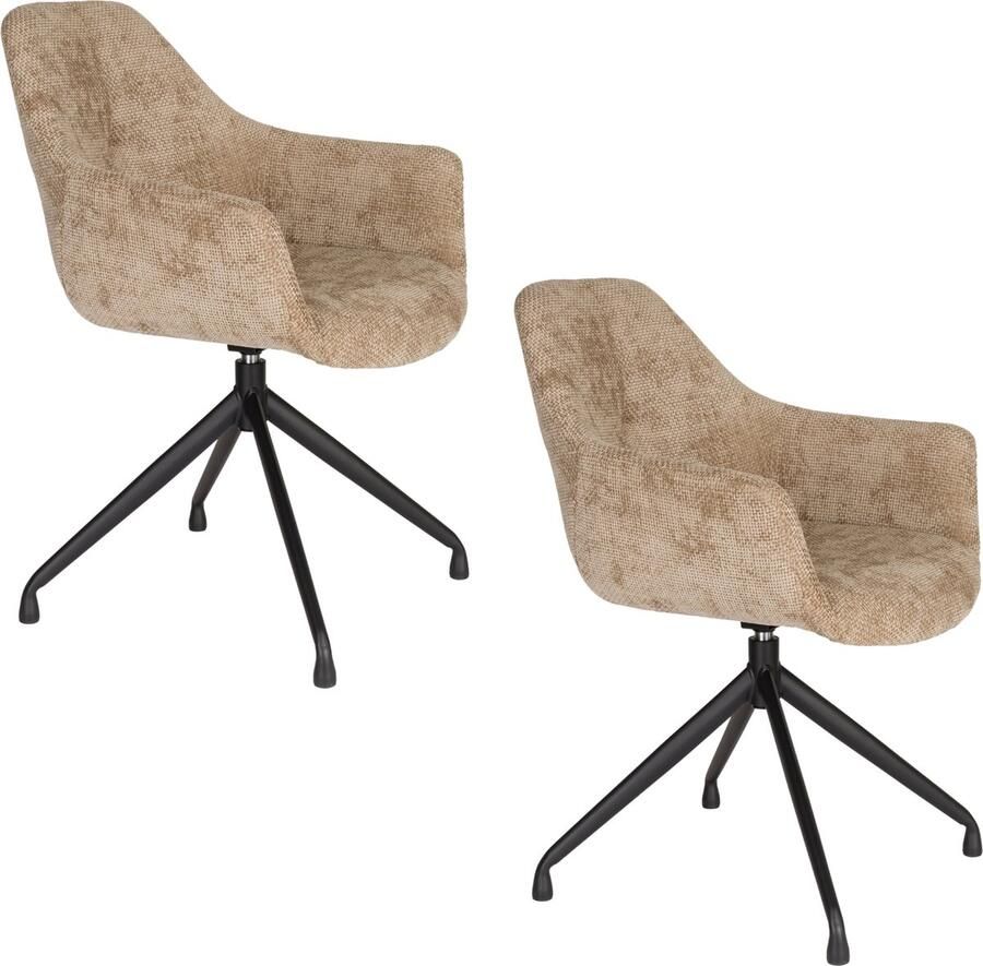 Housecraft Living Housecraft Wiz Eetkamerstoelen Draaibaar Bruin Set van 2