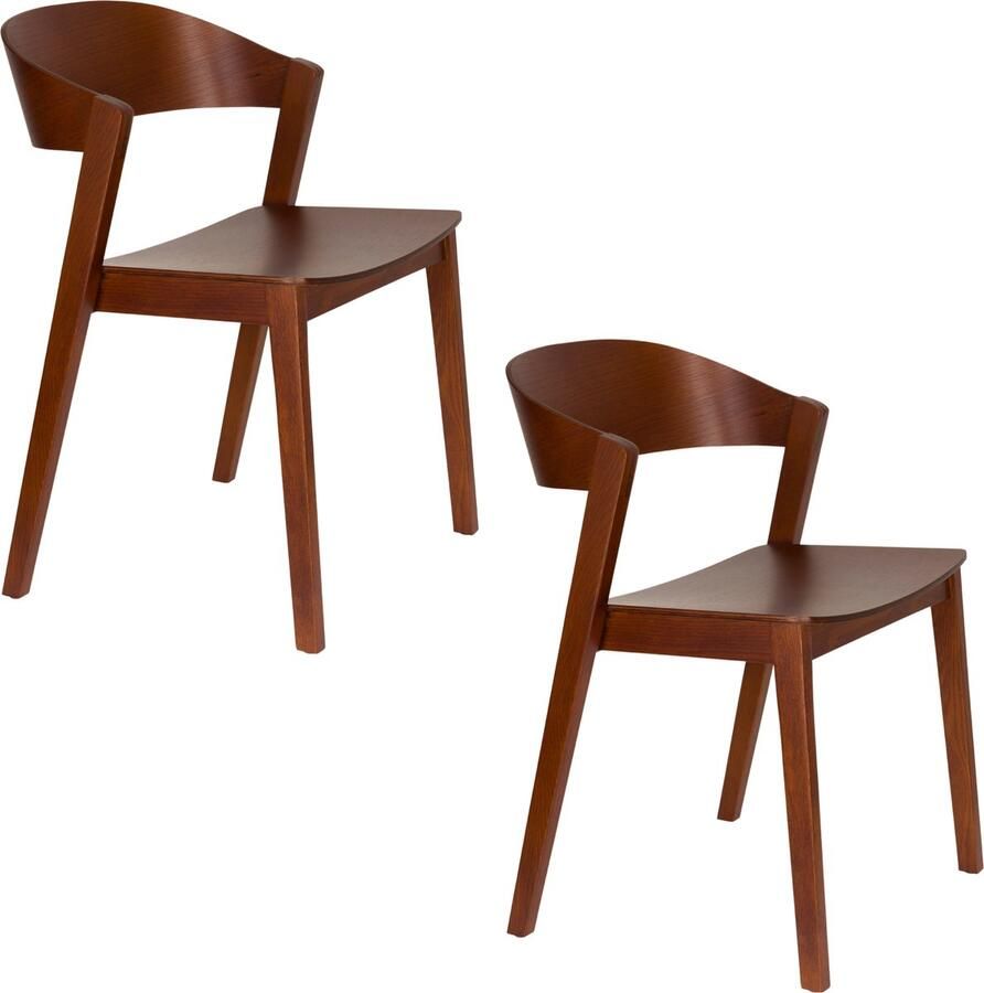 Housecraft Living Housecraft Wooz Eetkamerstoelen Eikenhout Walnoot bruin Set van 2