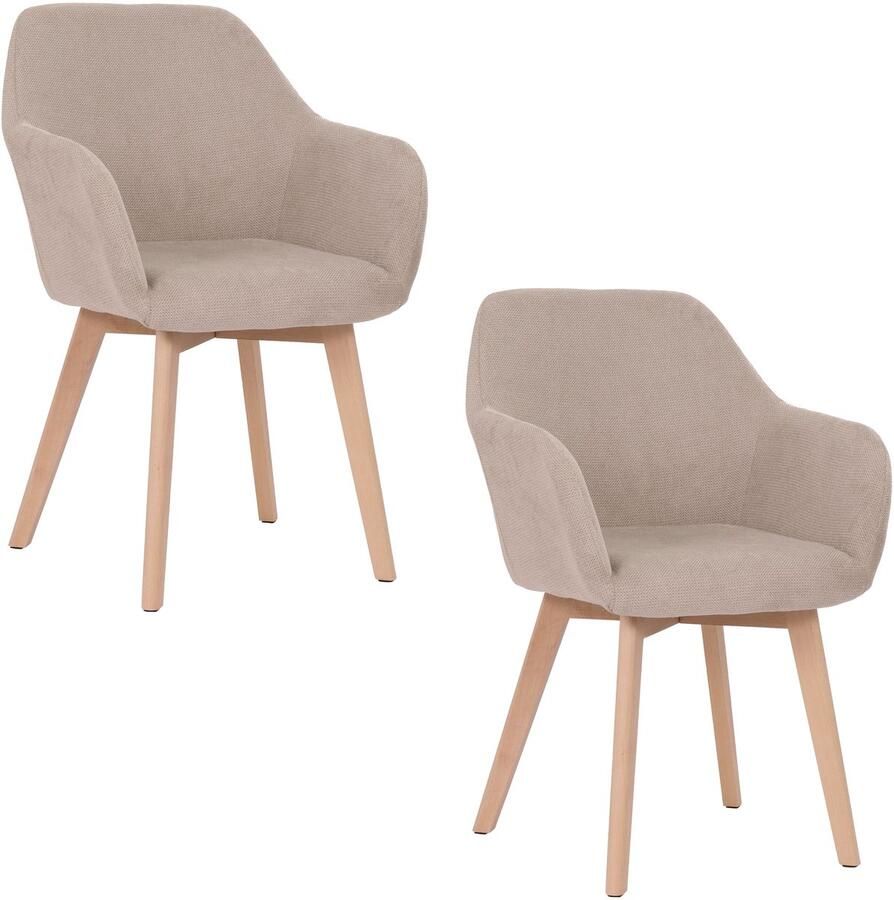Housecraft living Yala Eetkamerstoelen Beige Set van 2