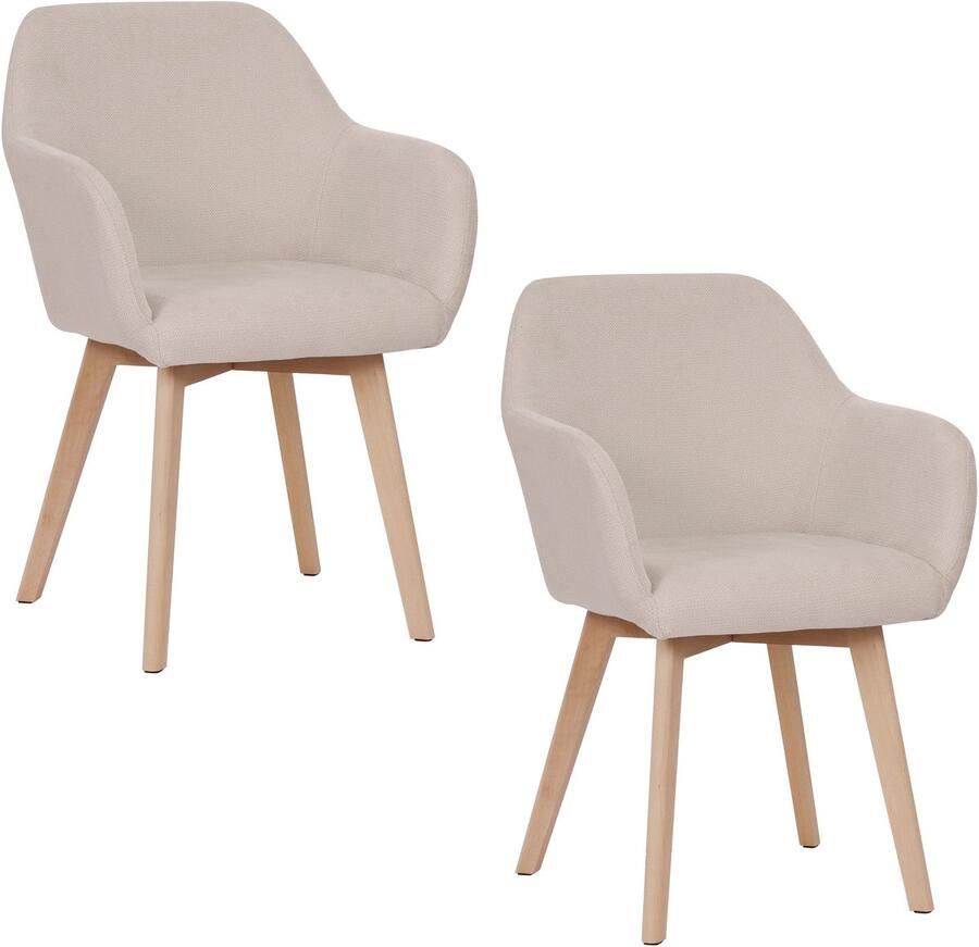 Housecraft living Yala Eetkamerstoelen Off White Gebroken wit Set van 2