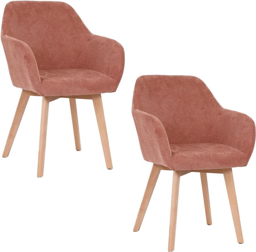 Housecraft living Yala Eetkamerstoelen Oud roze Set van 2