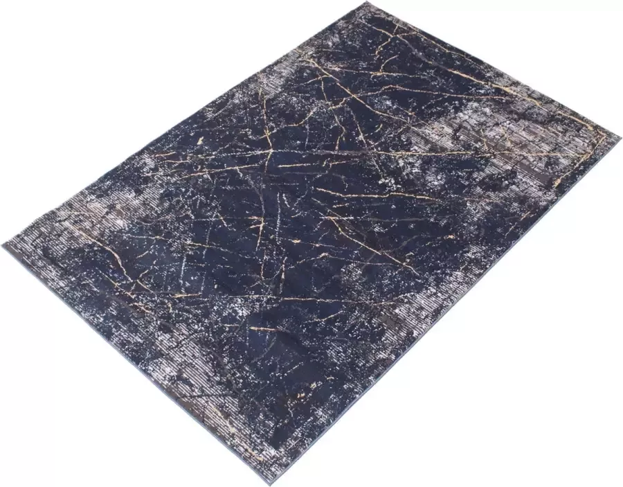 Houseify Vloerkleed Ibiza Style Midnight Marmer Donkerblauw 220 x 160 cm