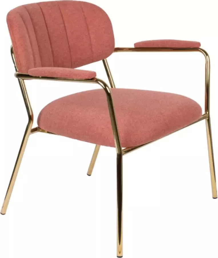 Houselabel Lounge chair josefien arm gold frame (set van 2) Pink Fauteuils