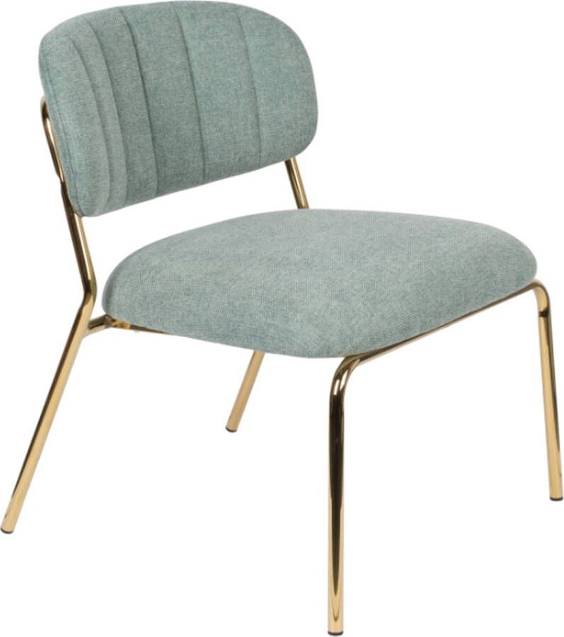Houselabel Lounge chair josefien gold frame (set van 2) Gold light Green Fauteuils