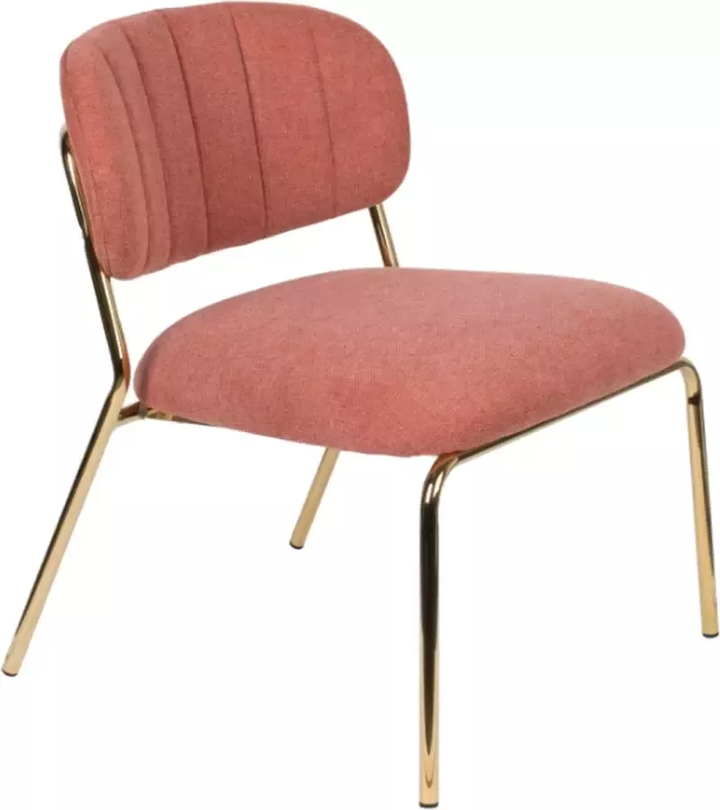 Houselabel Lounge chair josefien gold frame (set van 2) Gold Pink Fauteuils