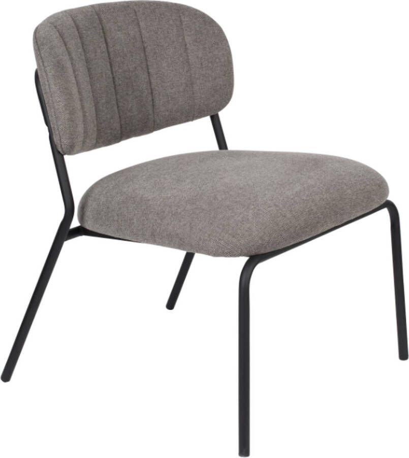 Houselabel Lounge chair josefien black frame (set van 2) Black Grey Fauteuils