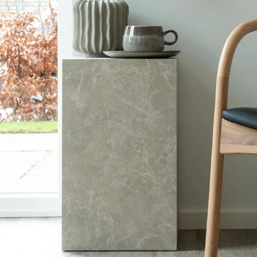 Housenordic EMOB Bijzettafel Prague 30x30x50 cm marmerlook House Nordic Hoektafels Beige MDF Hoektafels Op voorraad