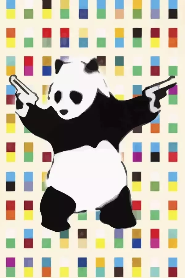 HouseOfArt BANKSY Panda with Guns Hirst Spots Canvas Print