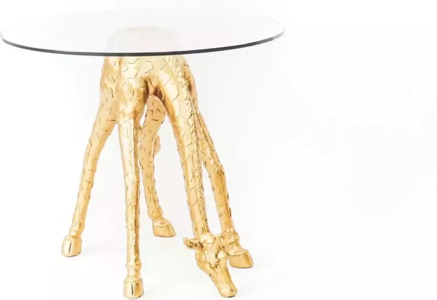 Housevitamin Gouden Giraffe tafel met glazen blad 50x50x43 cm