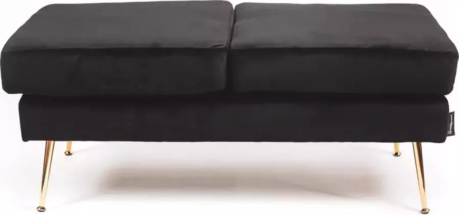 Housevitamin Hocker bankje zwart fluweel-100x50x42 cm