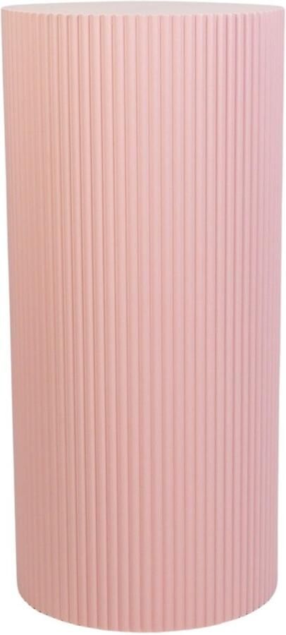 Housevitamin Bijzettafel Cilinder Geribbeld Licht Roze 30x30x65cm Nachtkastje