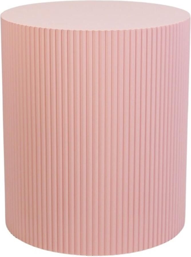 Housevitamin Bijzettafel Cilinder Geribbeld Poeder roze 39x45cm Nachtkastje