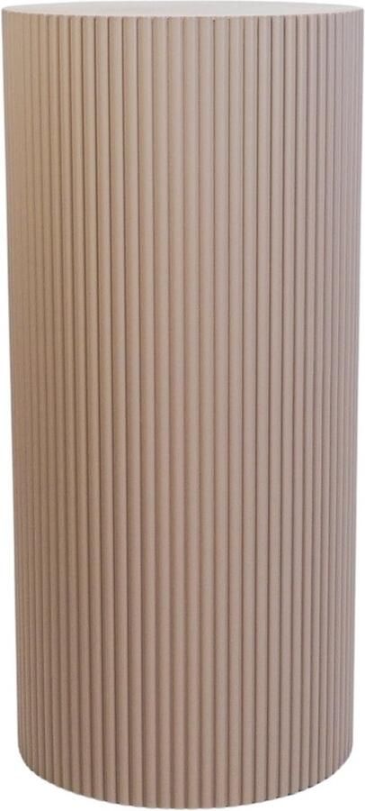 Housevitamin Bijzettafel Cilinder Geribbeld Taupe 30x30x65cm Nachtkastje
