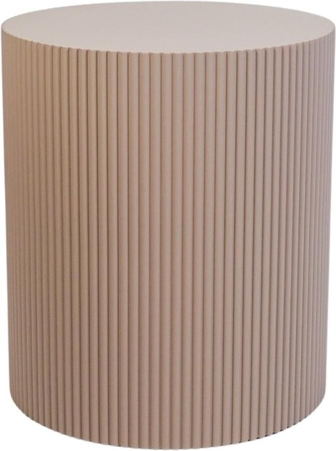Housevitamin Bijzettafel Cilinder Geribbeld Taupe 39x45cm Nachtkastje