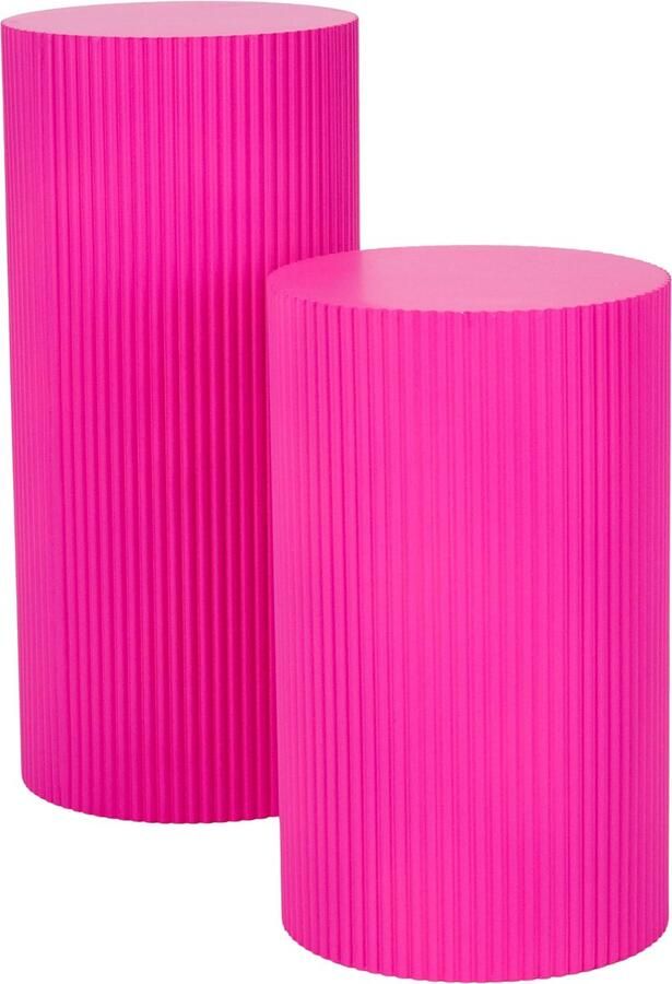 Housevitamin Bijzettafel Cilinder MDF Neon Roze 30x30x65cm Trendy en stijlvol!