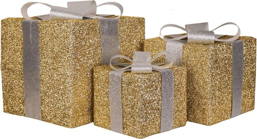 Housevitamin Cadeau Set van 3 Led Lamp Goud Zilver 15cm 20cm 25cm