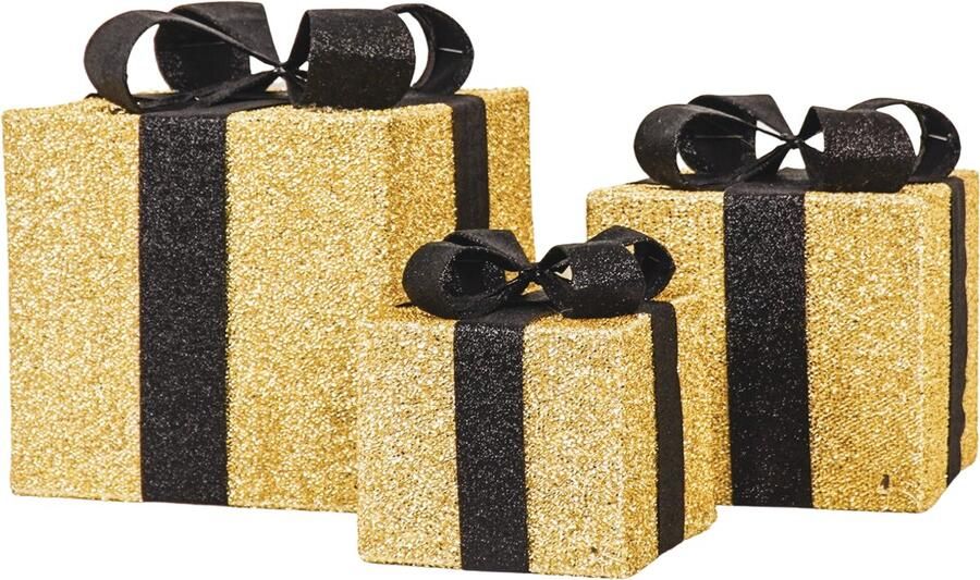 Housevitamin Cadeau Set van 3 Led Lamp Goud Zwart 15cm 20cm 25cm