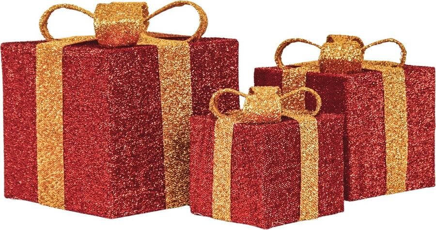 Housevitamin Cadeau Set van 3 Led Lamp Rood Goud 15cm 20cm 25cm