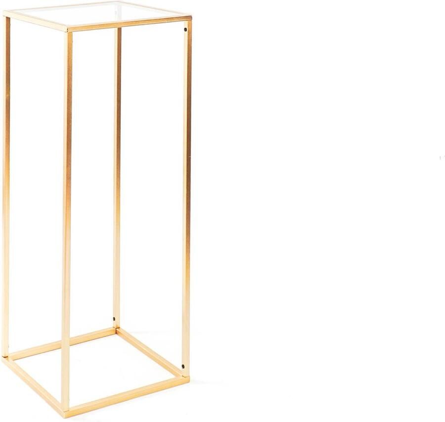 Housevitamin Metalen Podium Tafel Goud 30x30x80cm Trendy en Stijlvol