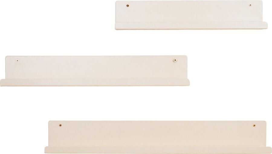 Housevitamin Metalen Wandplanken Set van 3 Maten Small: 40x8x7cm Medium: 50x8x7cm Large: 60x8x7cm Zand