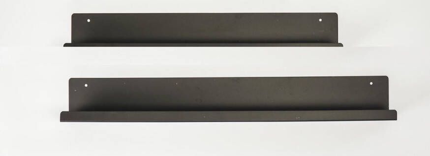 Housevitamin Metalen Wandplank Set van 3 Stuks Rechthoekig Muurdecoratie Wandplanken & -rekken 60 50 40 cm Complete Set Slaapkamer Woonkamer Zwart - Foto 2