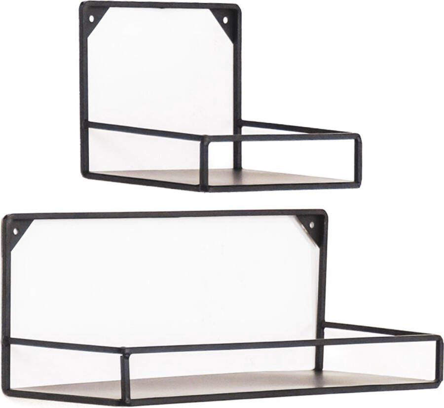 Housevitamin Set van 2 Metalen Wand Planken Muurdecoratie Wandplanken & -rekken keuken 40X16 20X16 cm Zwart