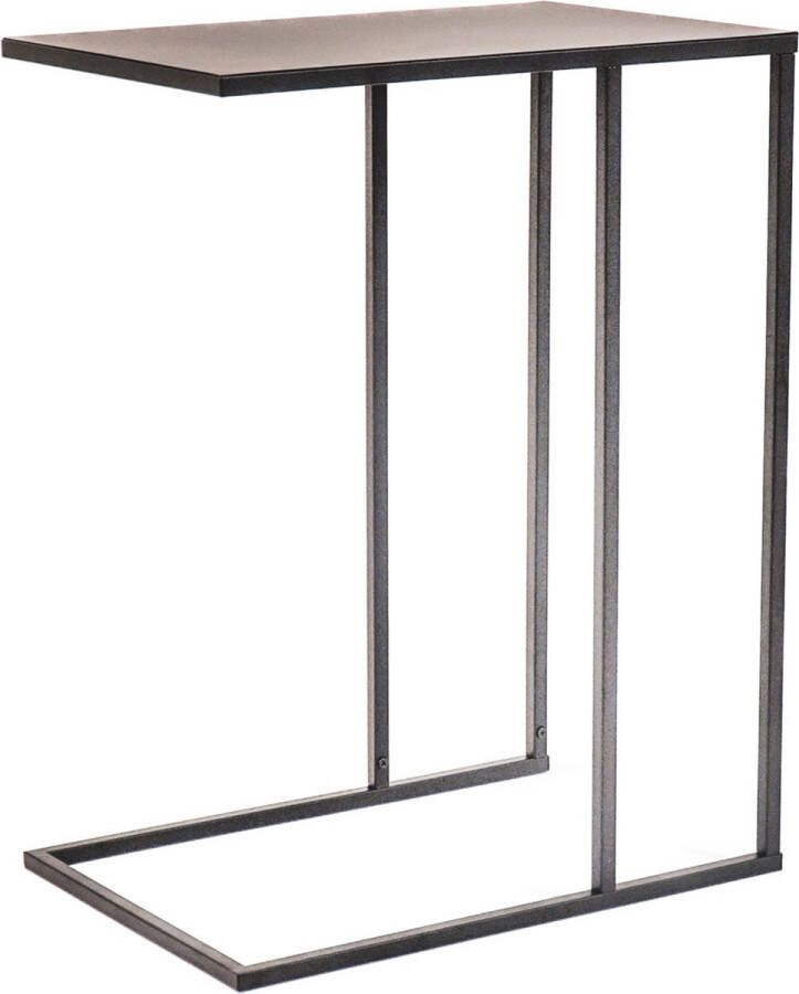 Housevitamin Sofa Bijzettafel-Metaal-Zwart-45x30x60 cm Tafel voor bij de bank of stoel. Voor extra opbergruimte en decoratie in huis. Elegante en moderne uitstraling