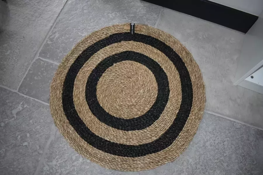 Housevitamin vloerkleed Rond Vloerkleed zeegras seagrass kleed naturel zwarte rand Ø 80cm - Foto 2