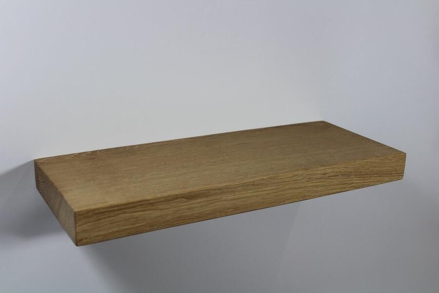 Houtze Zwevende Wandplank 4cm Dik RECHT Eiken Licht Rustiek Verschillende Afmetingen