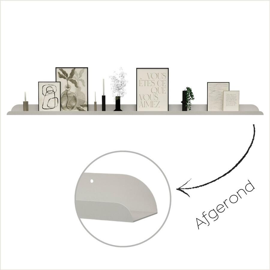 HOYA living Fotolijstplank metaal LIMA 150cm Kleur Greige wandplank fotoplank plank zwevend