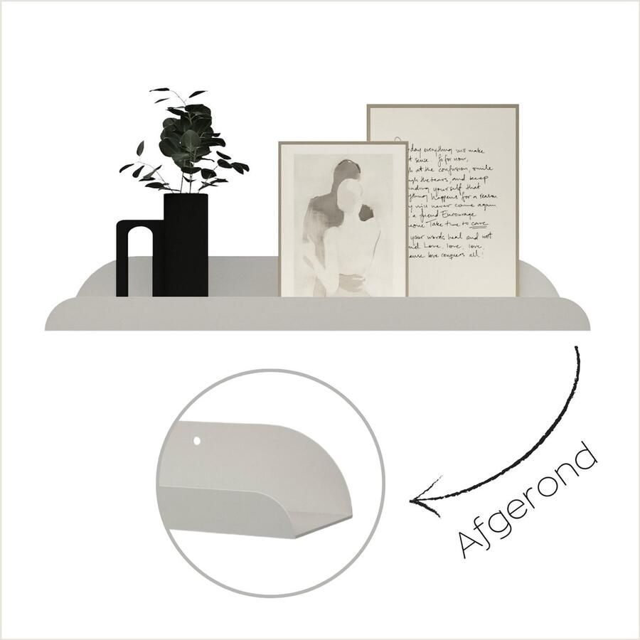 HOYA living Fotolijstplank metaal LIMA 40cm Kleur Greige wandplank fotoplank plank zwevend