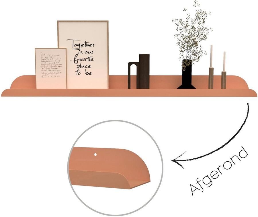 HOYA living Fotolijstplank metaal LIMA 80cm Kleur Blush wandplank fotoplank plank zwevend