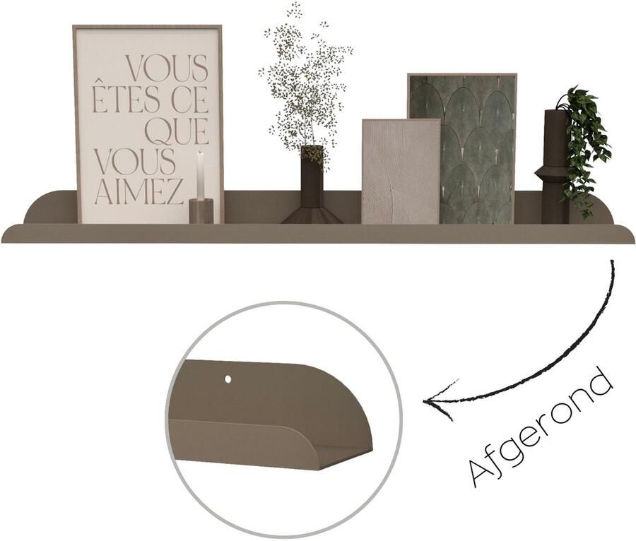 HOYA living Fotolijstplank metaal LIMA 80cm Kleur Mud wandplank fotoplank plank zwevend