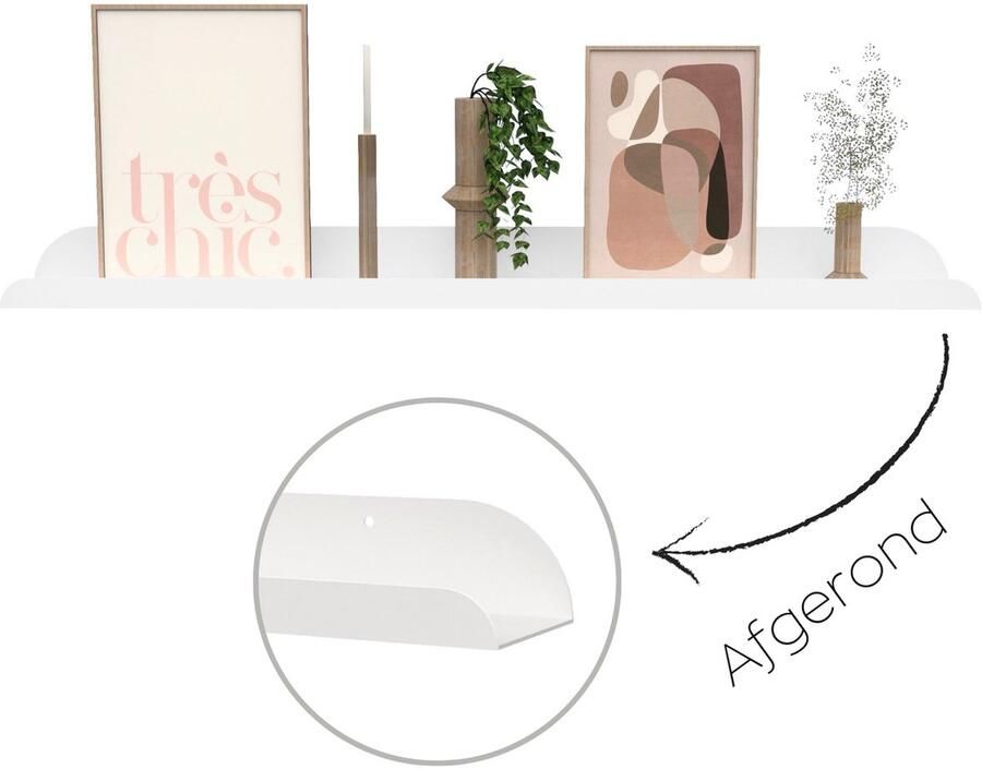 HOYA living Fotolijstplank metaal 80 x 10cm LIMA 80 White (Smalle stalen fotolijst wandplank stalen metalen fotoplank fotolijst plankje staal wandplank zwevend)