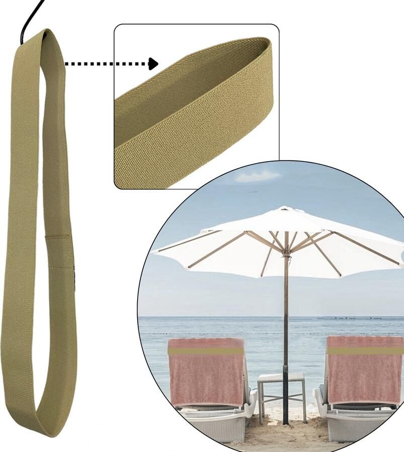 HOYA living Strandhanddoek elastiek band Beige elastisch rekbaar van 45 tm 70cm ligbed elastiek band beach towel strap