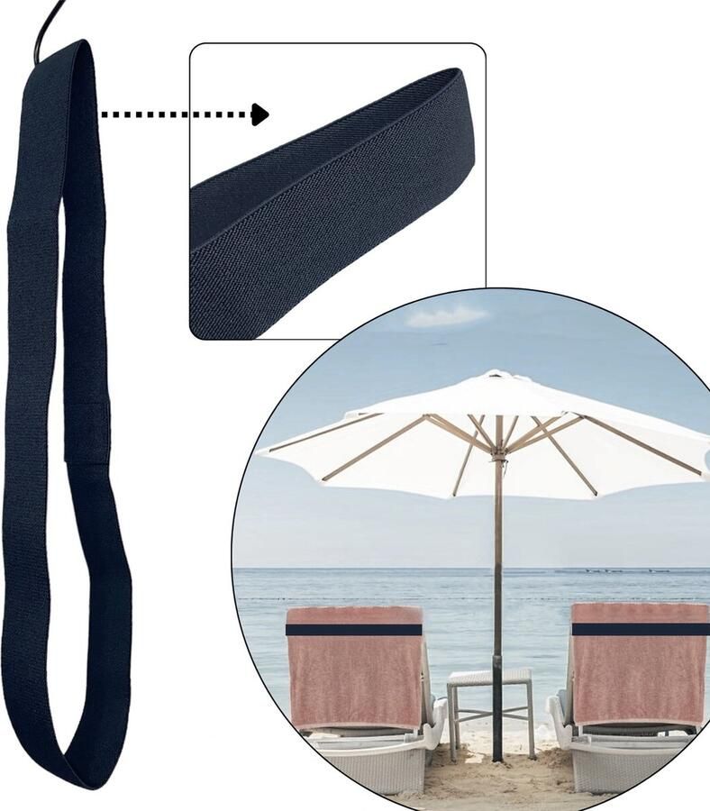 HOYA living Strandhanddoek elastiek band Donkerblauw elastisch rekbaar van 45 tm 70cm ligbed elastiek band beach towel strap