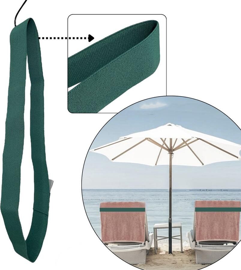 HOYA living Strandhanddoek elastiek band Groen elastisch rekbaar van 45 tm 70cm ligbed elastiek band beach towel strap