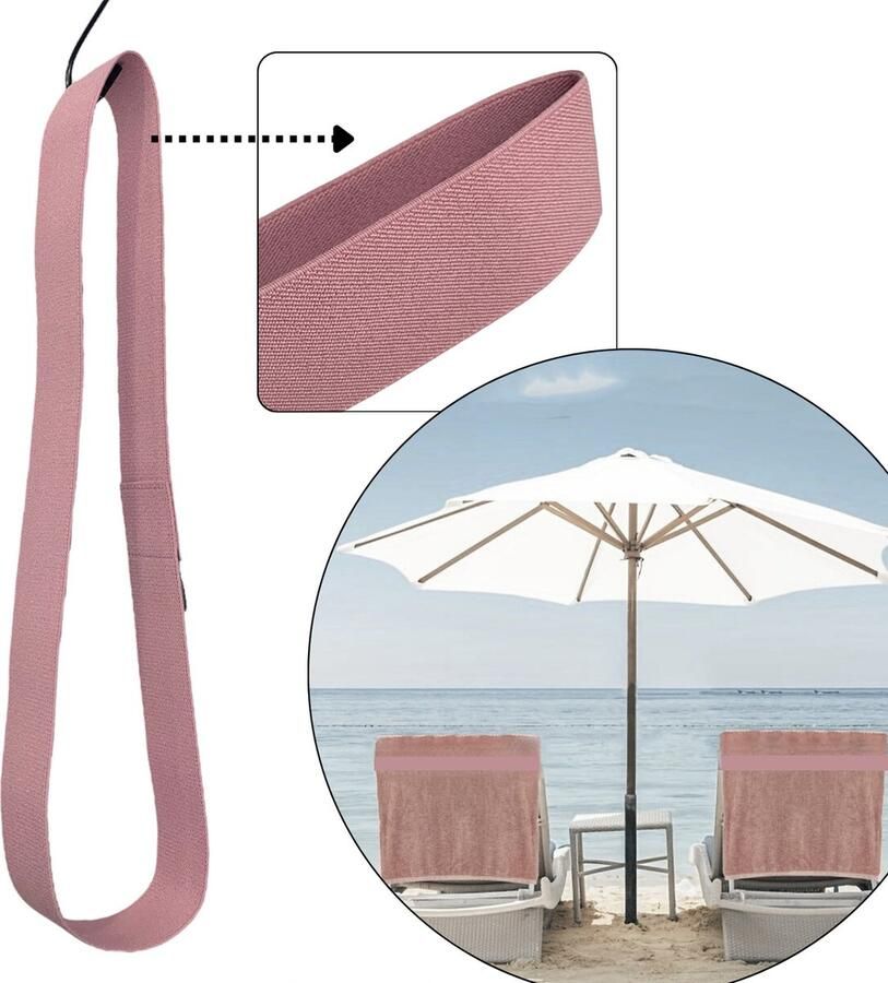 HOYA living Strandhanddoek elastiek band Roze elastisch rekbaar van 45 tm 70cm ligbed elastiek band beach towel strap