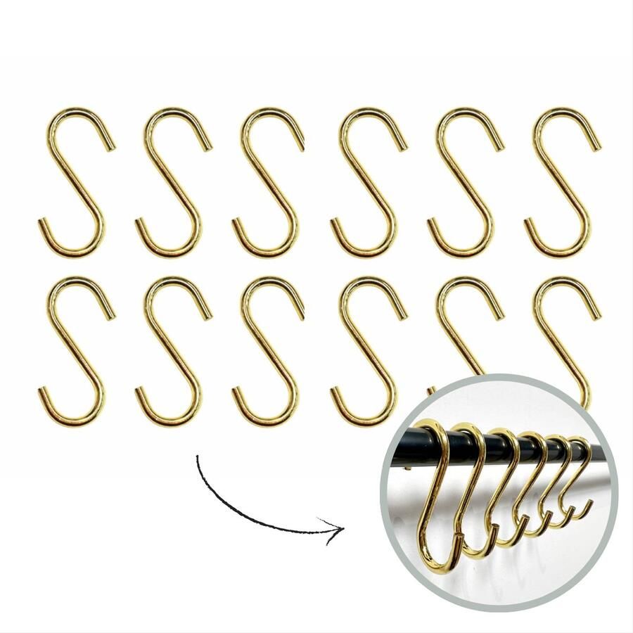 HOYA living S haken Goud 6cm (klein) 12 stuks ophanghaken kapstokhaken S haakjes