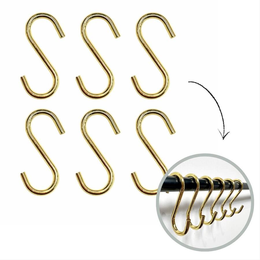 HOYA living S haken Goud 6cm (klein) 6 stuks ophanghaken kapstokhaken S haakjes