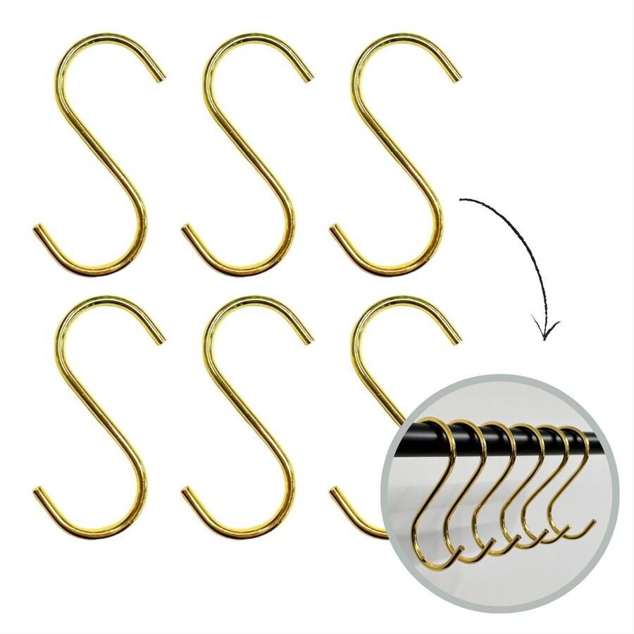 HOYA living S haken Goud 9 5cm (groot) 6 stuks ophanghaken kapstokhaken S haakjes