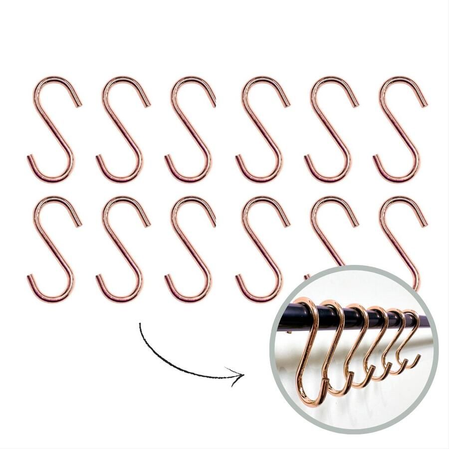 HOYA living S haken Rosé Goud 6cm (klein) 12 stuks ophanghaken kapstokhaken S haakjes