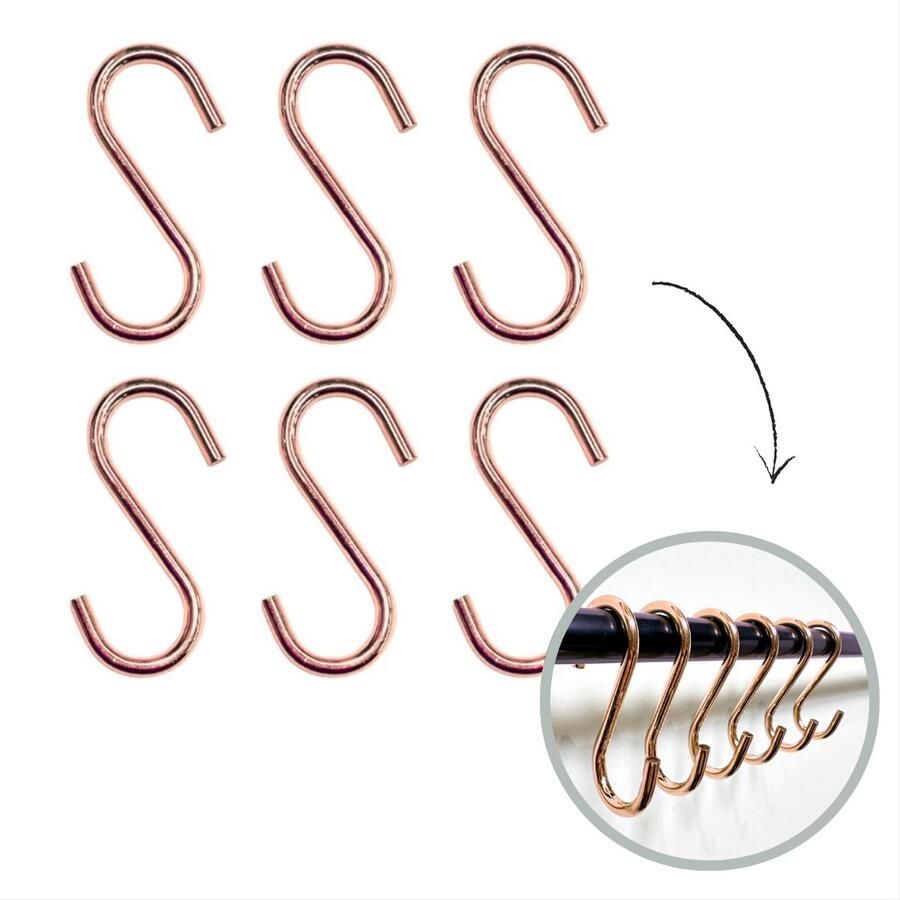 HOYA living S haken Rosé Goud 6cm (klein) 6 stuks ophanghaken kapstokhaken S haakjes